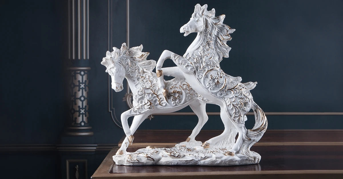 Magic of Feng Shui White Horse Statue Showpiece & Placement