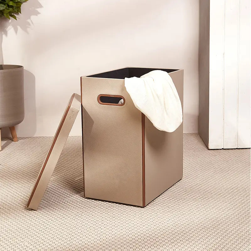 Buy Naples Leather Laundry Basket with Lid Online Arcedior