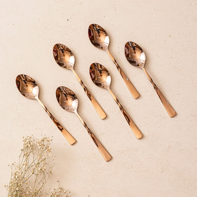 Steel Cutlery Set Buy Twisted Bronze Spoon Set of 6 Arcedior