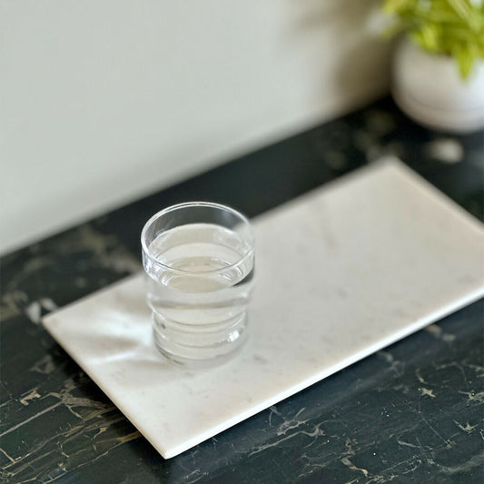 Auric White Marble Flat Tray