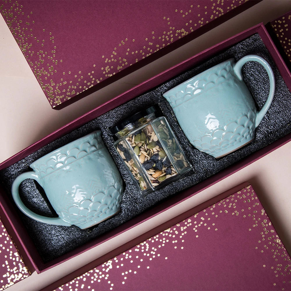Lotus Field Frosted Glass Mug - Gift Set – Strokes by Namrata Mehta