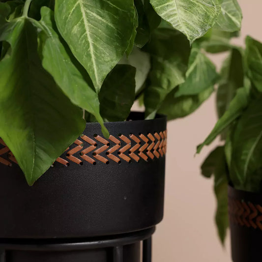 Black Weave Planters Set of 2