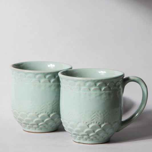 Aqua Green Coffee Mugs Set of 2