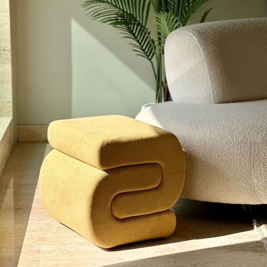 S-Boucle Pouffe - Mustard