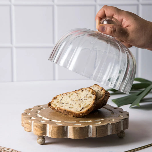 Aster Bread Cloche With Wooden Base