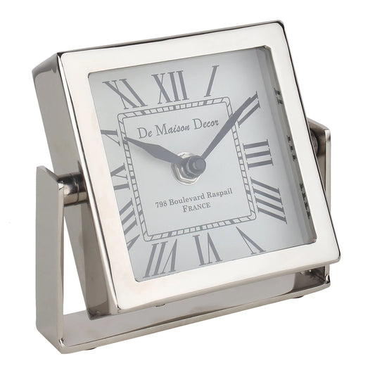 50-101-12-1 Time's Canvas - The Table Clock ( Medium ) In Silver