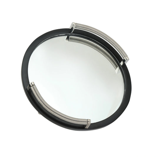 Mirror tray with metal rim