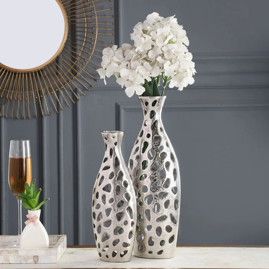 Designer flower vase - Silver color
