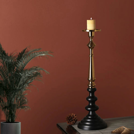 Black & Gold Pillar Candle Stand 