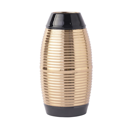 53-480-29-3 Regal Black and Gold Banded Enamel Vase