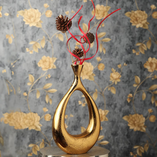 Oblong Gold Flower Vase