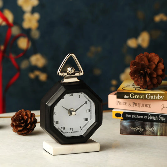 61-120-19-3 BLACK Black Victoria Table Clock By De Maison Decor