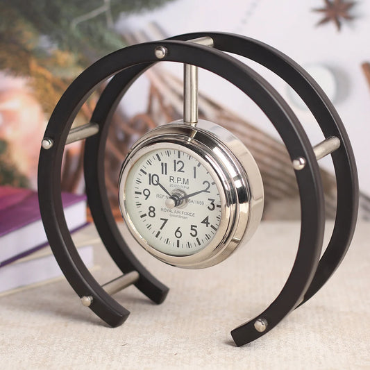 61-875-20-1 Luna Serenade Table Clock in Silver & Black