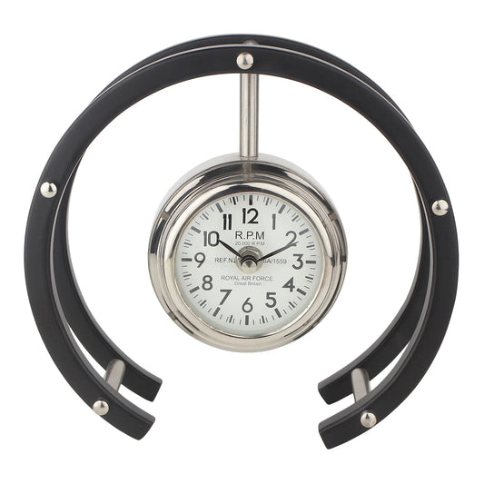 61-875-20-1 Luna Serenade Table Clock in Silver & Black