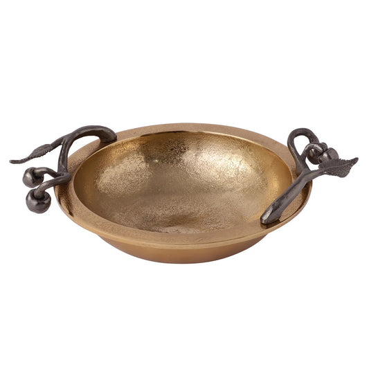 golden serving bowl with handle