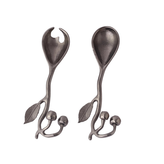 2 black serving spoons