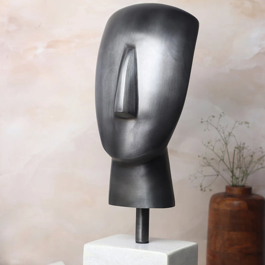 73-153-47-GR Marble Muse Visage In Black with White Marble