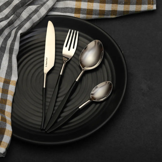 80-004-23-1(24) Midnight Opulence Black & Silver Cutlery Set