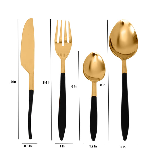 80-004-23-2 Midnight Opulence Black & Gold Cutlery Set