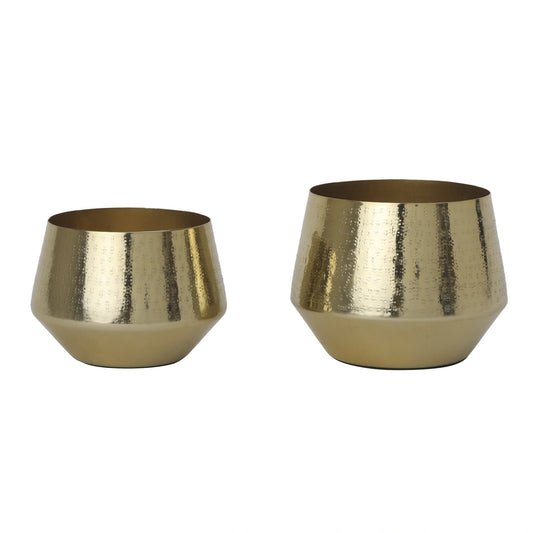 Golden Flora Table Planter Set of 2 | Desk Planter | Small Planter