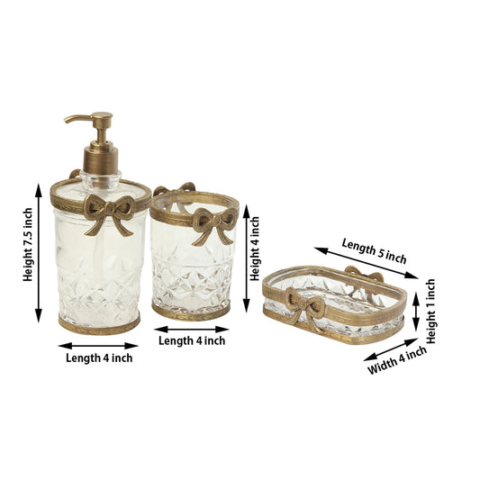 80-044-21-2 Antique Bow-Tied Glass Bathroom Gold Set