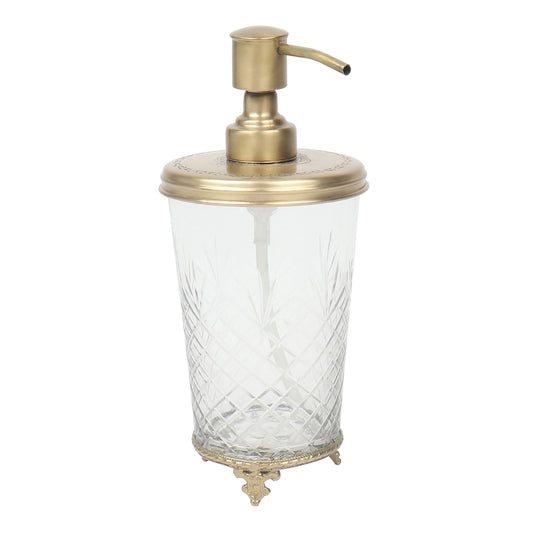 80-047-21 Vintage Brass & Glass Soap Dispenser Gold