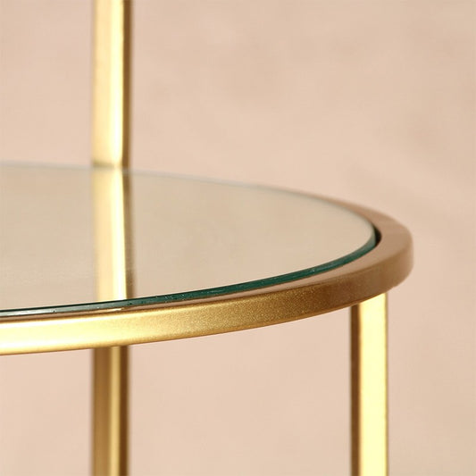 Glass top with gold metal frame table