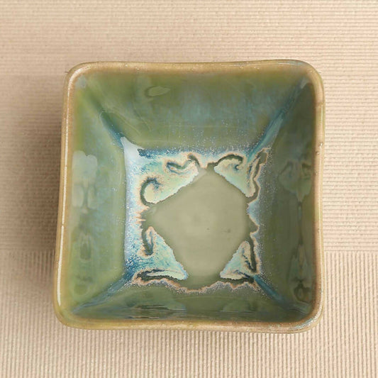 Set of 2 Green Ceramic Small Bowl (Dia- 4In, H- 2.25in)