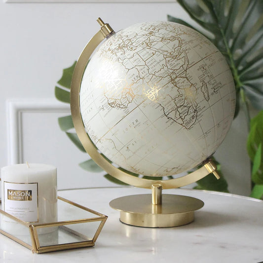Finn Globe White | Globe for Desk | World Globe Decor