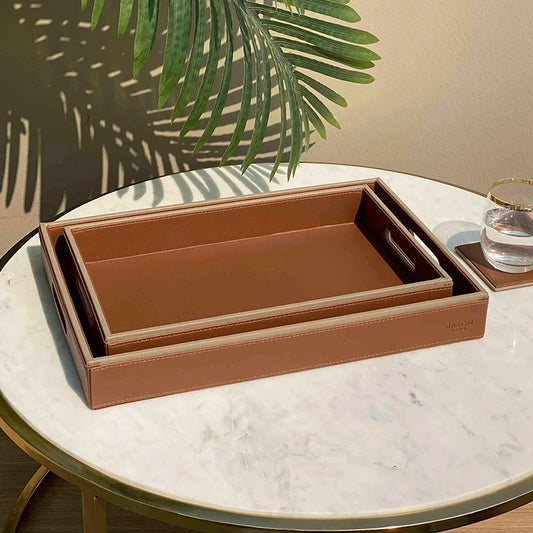 Naples Brown Tray Set Of 2 | Coffee Table Tray | Bed Tray