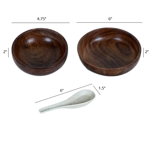 Dimension of wooden bowl and soup spoon