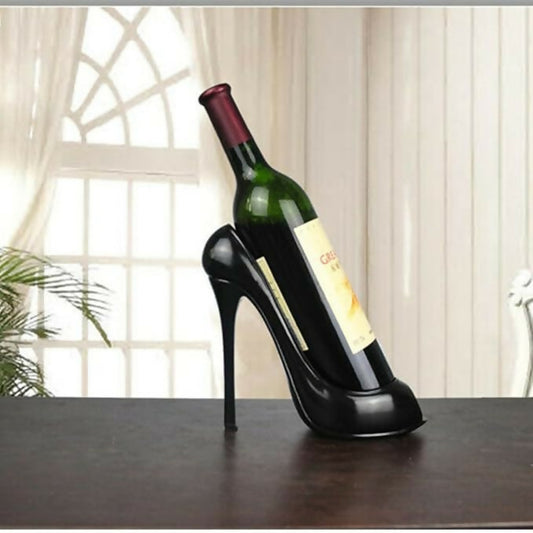 Stiletto Bottle Holder Wine Rack Creative High Heel Shoe Design Tabletop Free Standing Wine Storage Holders Stand (Black)