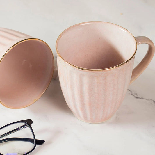 Blush Tea Mug Set of 2 | Ceramic Mugs (440ml) | Unique Coffee Mugs for Gifts