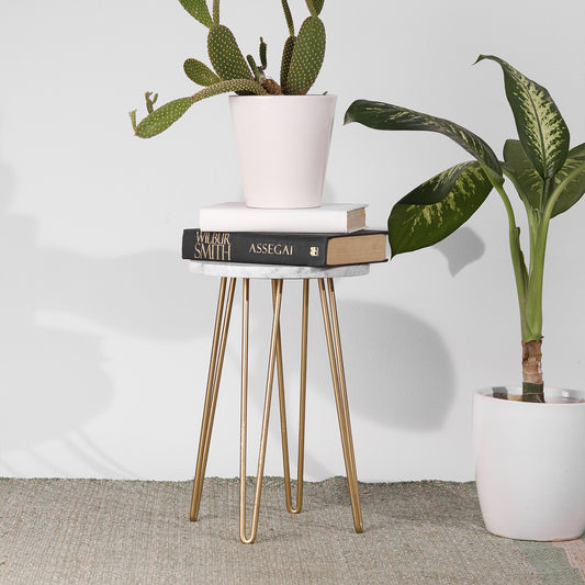 White Viridis Round Side Table | Table for Pots & Planters