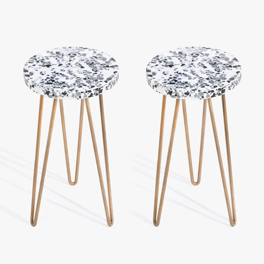 White Speckled Round Side Tables