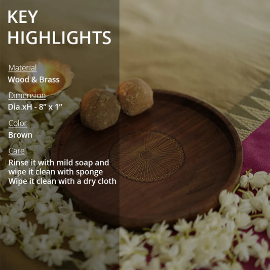 Key highlights of wooden Round puja thali