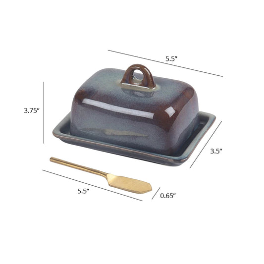 Ceramic Butter Dish with Lid and Spreader Dimensions