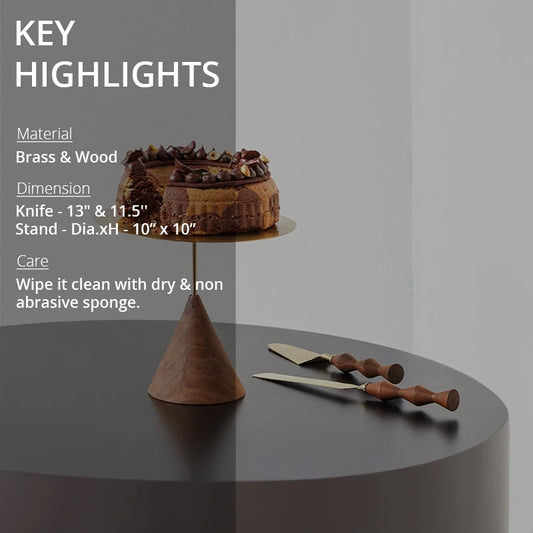 Key highlights of cake stand and knife set