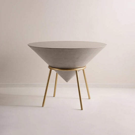 Cone shaped table with metal base