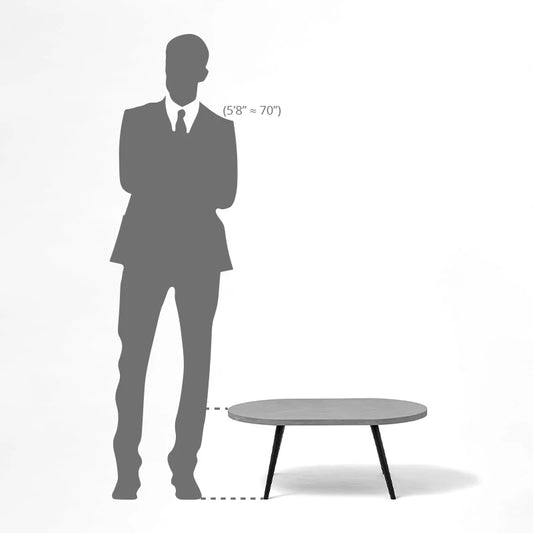 Size comparison of table with man