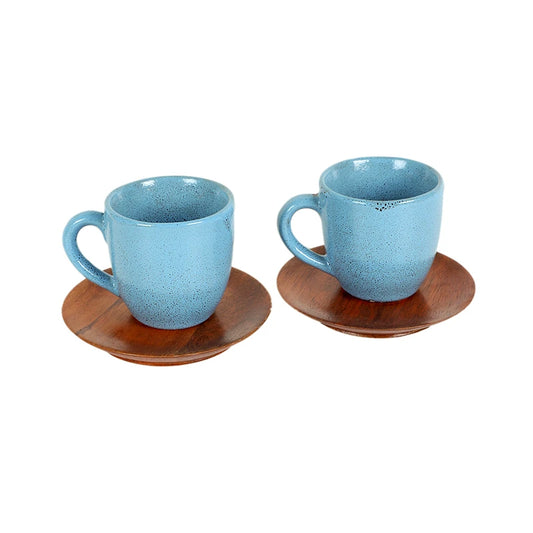 blue tea cups and saucers set of 2