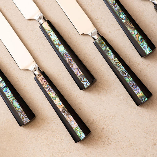 All Purpose Knives Set of 6 - Semi Precious Abalone Shell