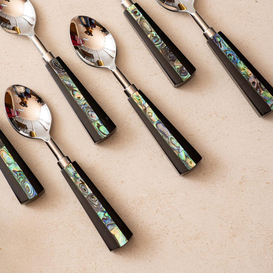 All Purpose Spoons Set of 6 - Semi Precious Abalone Shell