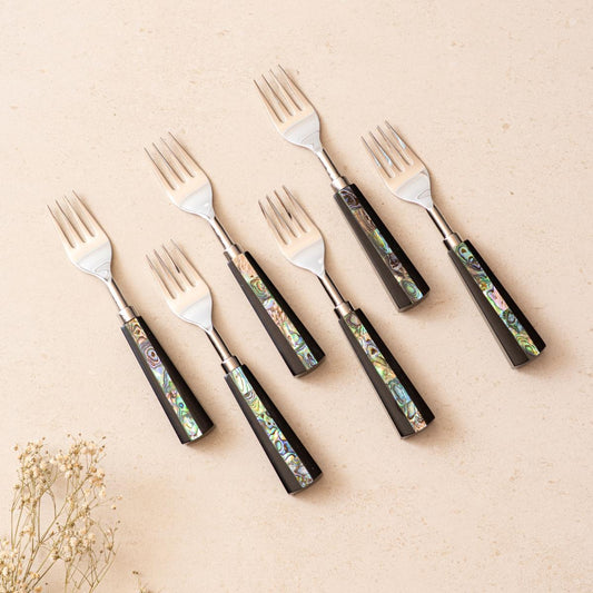 All Purpose Fork Set of 6 - Semi Precious Abalone Shell
