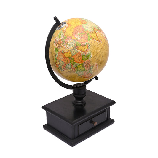World Globe with Wooden Drawer Base