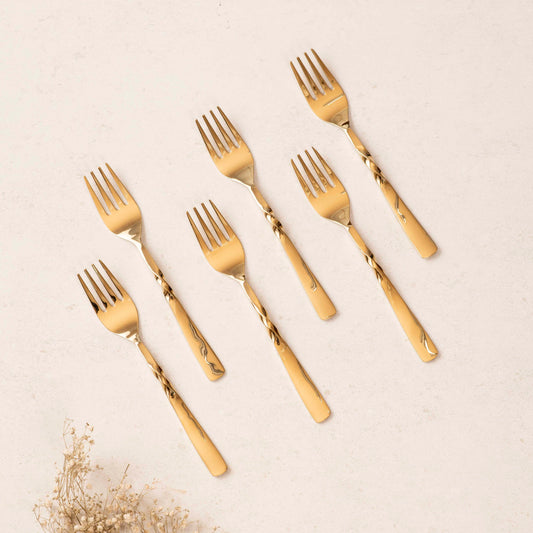 All Purpose Forks Set of 6 - Twisted Gold