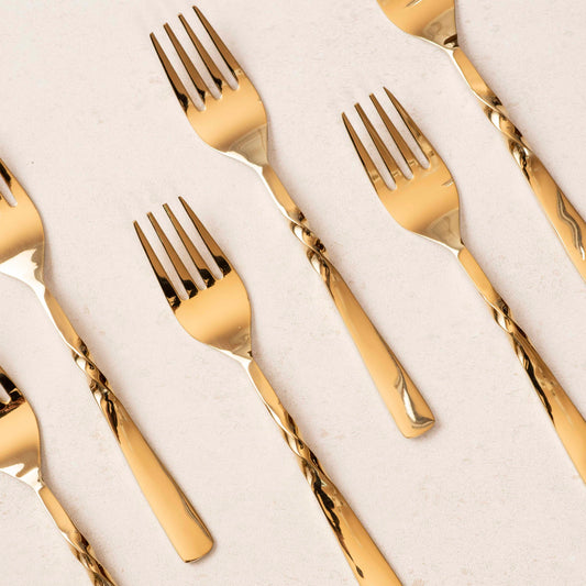 All Purpose Forks Set of 6 - Twisted Gold