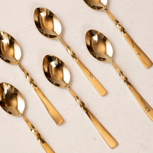 All Purpose Spoons Set of 6 - Twisted Gold