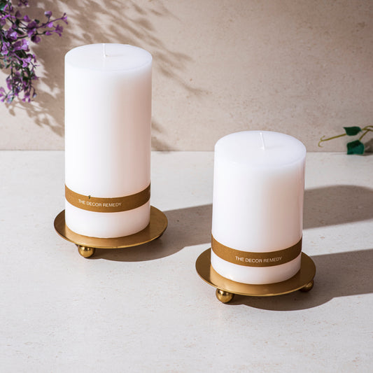 Set of 2 Candle Trivets with Pillar Candles