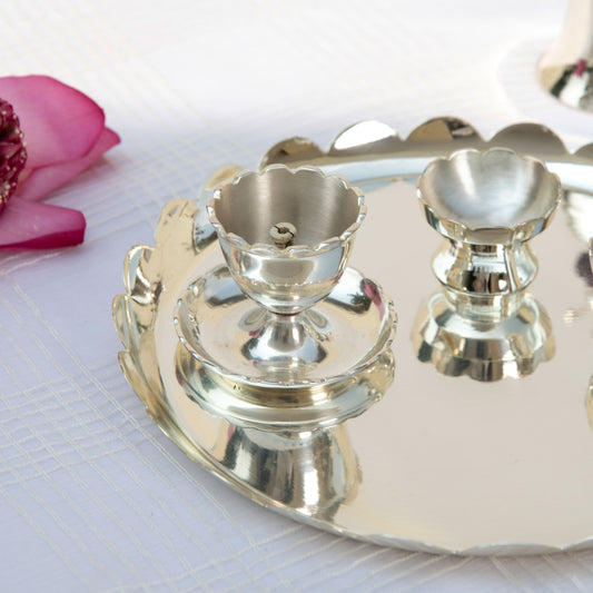 Om Pooja Thaali Set - Silver plated